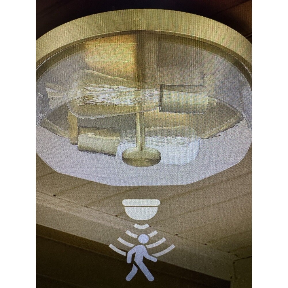 Modern Motion Sensor Ceiling Light, 2-Light Flush Mount in Brushed Gold